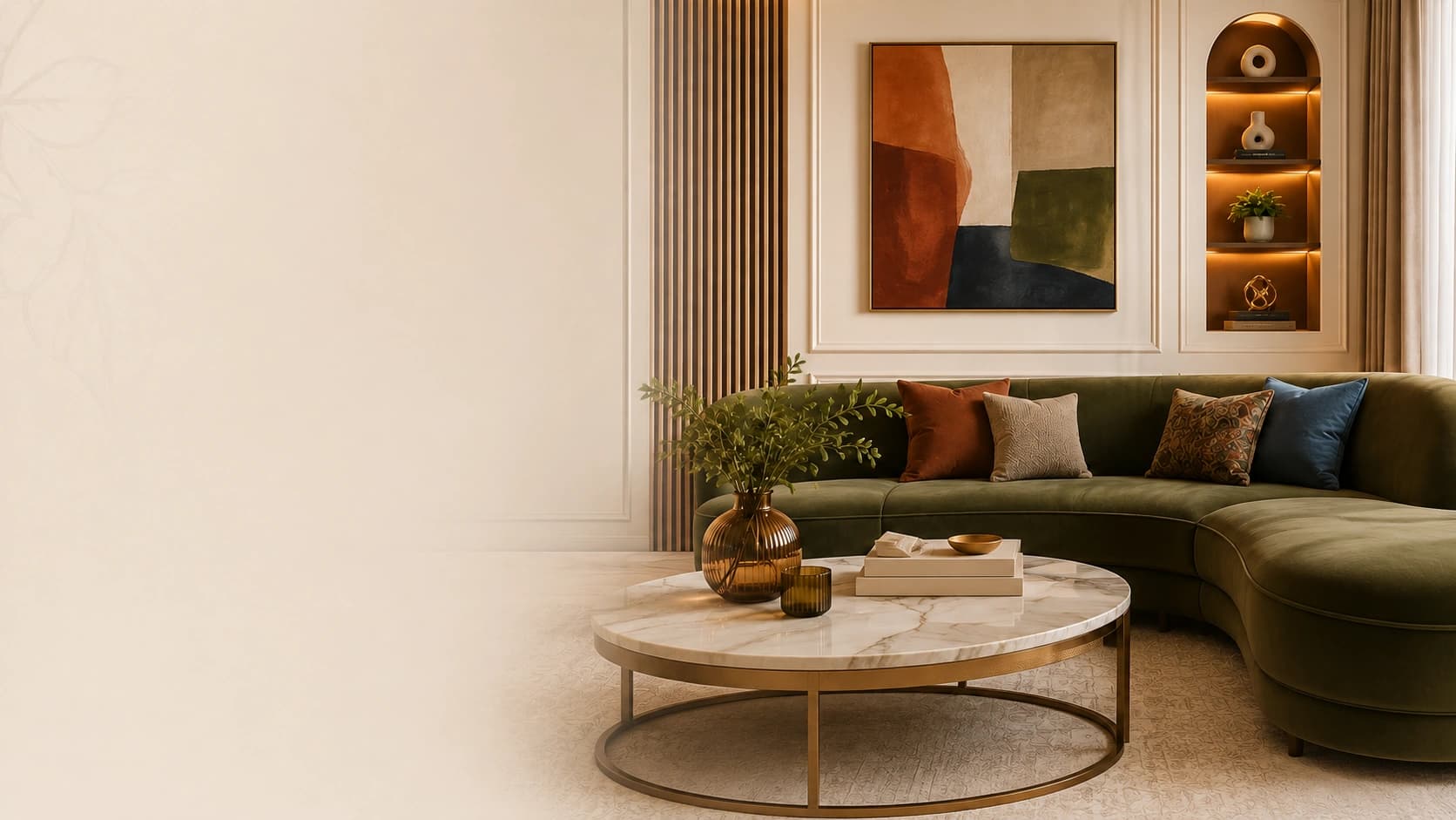 Architectural Living Room Interior — Radhika Mahajan Architects